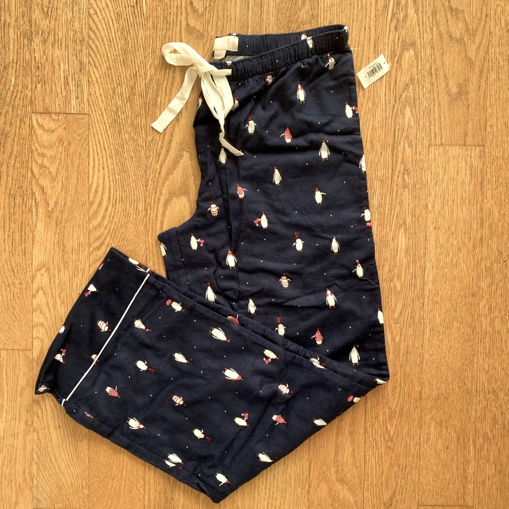 NWT LOVE by GAP Pajama PJ Pants Navy Penguin S